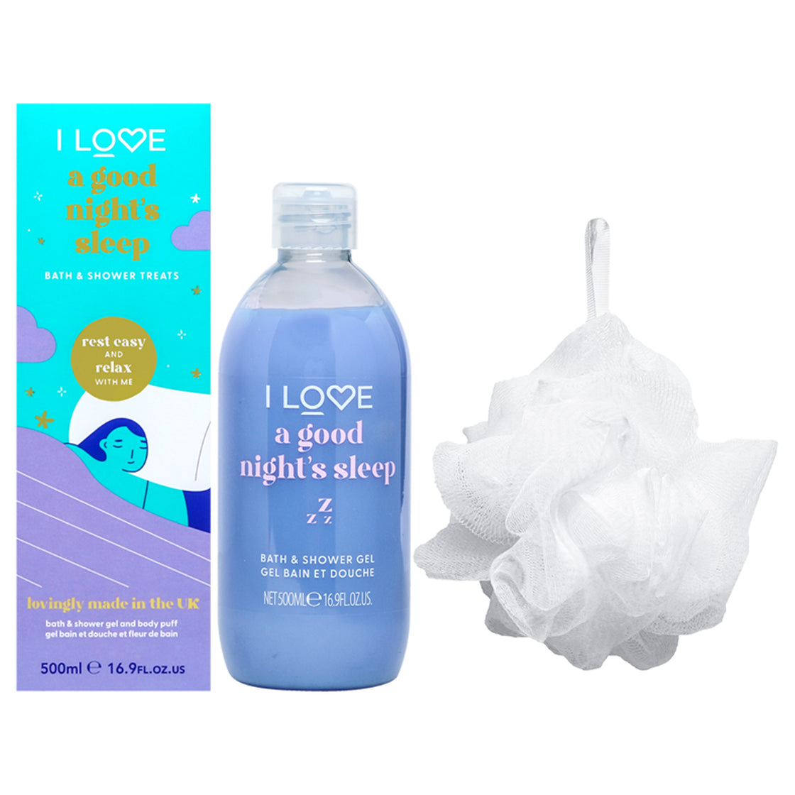 Bath and Shower Treats - A Good Nights Sleep by I Love Cosmetics for Women - 16.9 oz Shower Gel