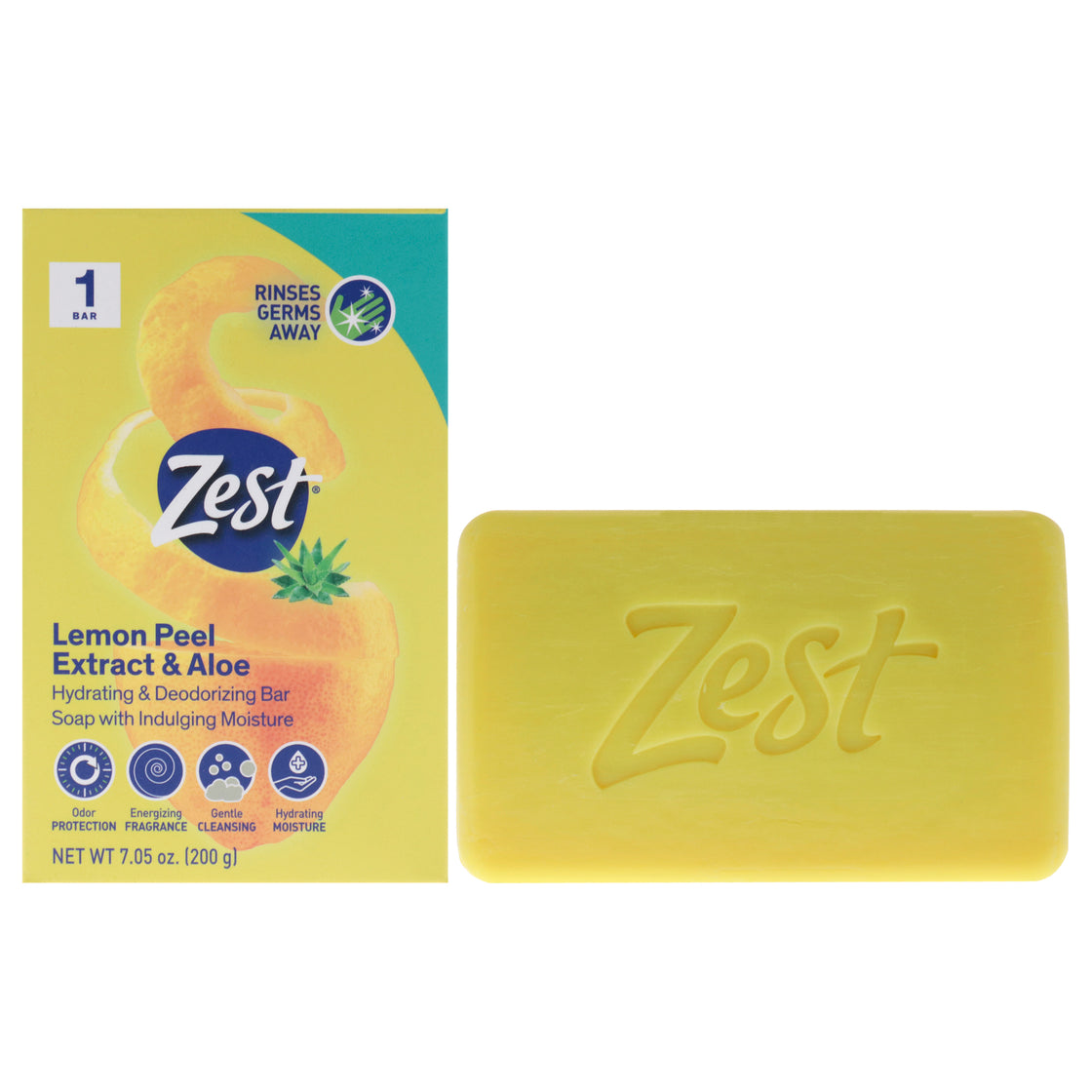 Hydrating and Deodorizing Bar Soap - Lemon Peel Extract and Aloe by Zest for Women - 7.05 oz Bar Soap