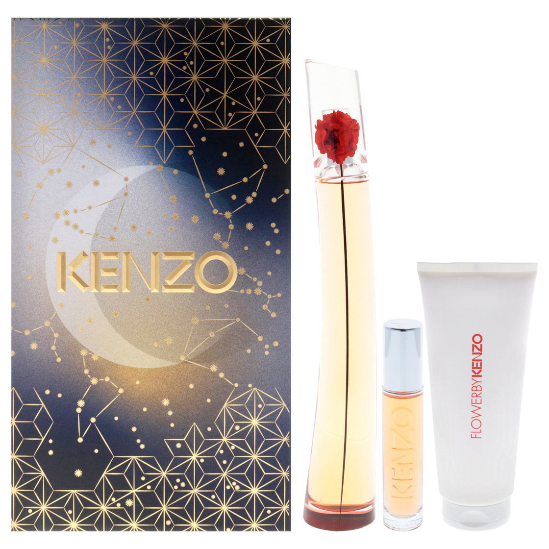 Flower LAbsolute by Kenzo for Women - 3 Pc Gift Set 3.3oz EDP Spray, 0.3oz EDP Spray (Refillable), 2.5oz Body Cream