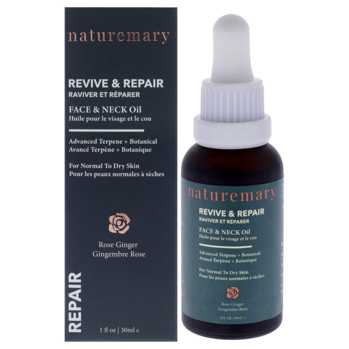 Revive and Repair Face and Neck Oil - Rose Ginger by Naturemary for Unisex - 1 oz Oil