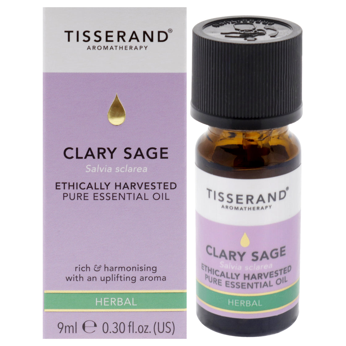 Ethically Harvested Pure Essential Oil - Clary Sage by Tisserand for Unisex - 0.30 oz Oil