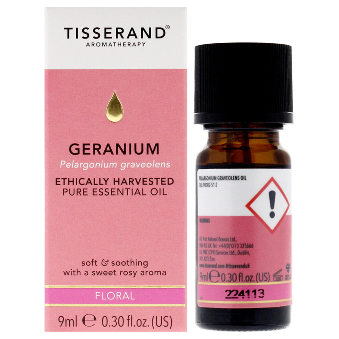 Ethically Harvested Pure Essential Oil - Geranium by Tisserand for Unisex - 0.30 oz Oil