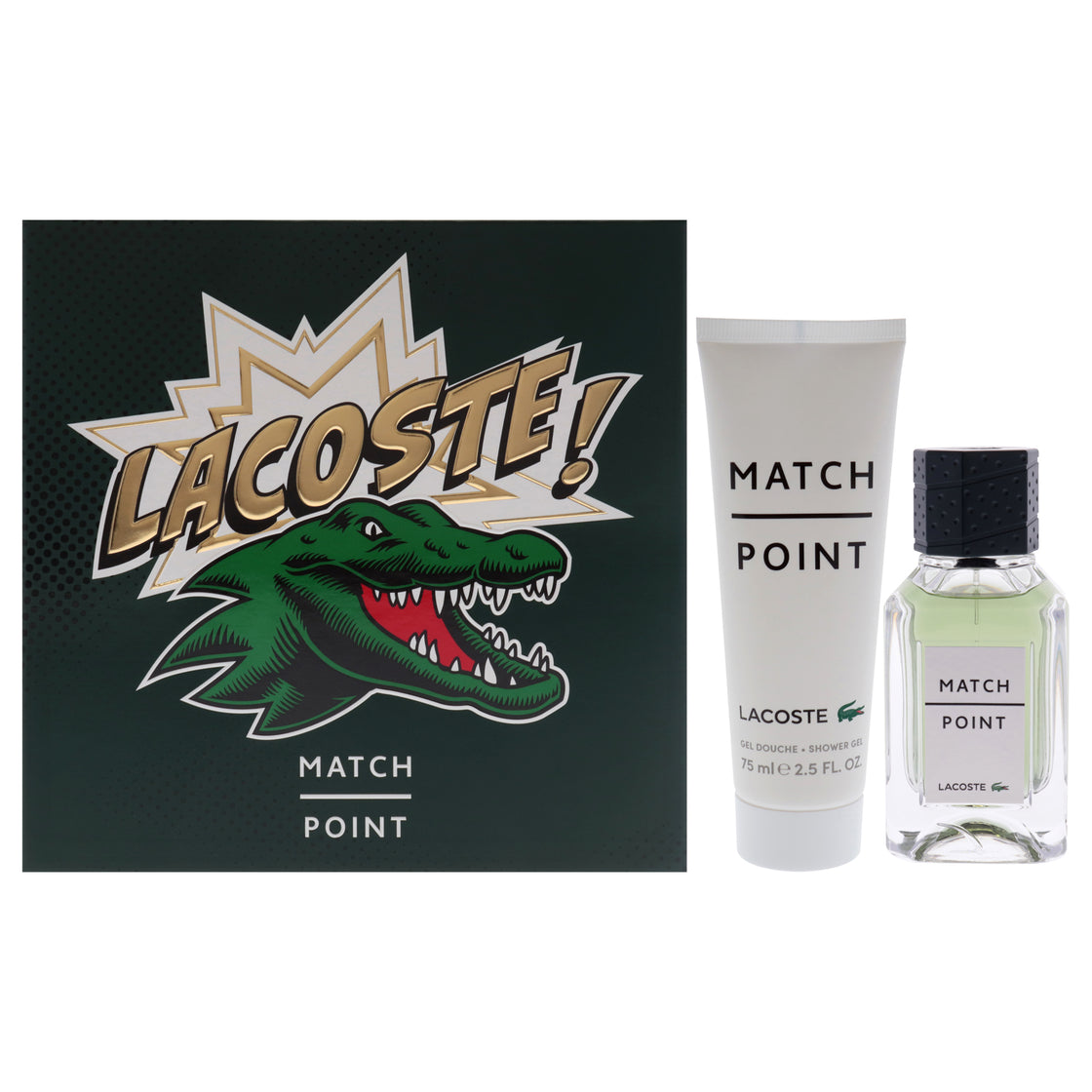 Match Point by Lacoste for Men - 2 Pc Gift Set 1.6oz EDT Spray, 2.5oz Shower Gel