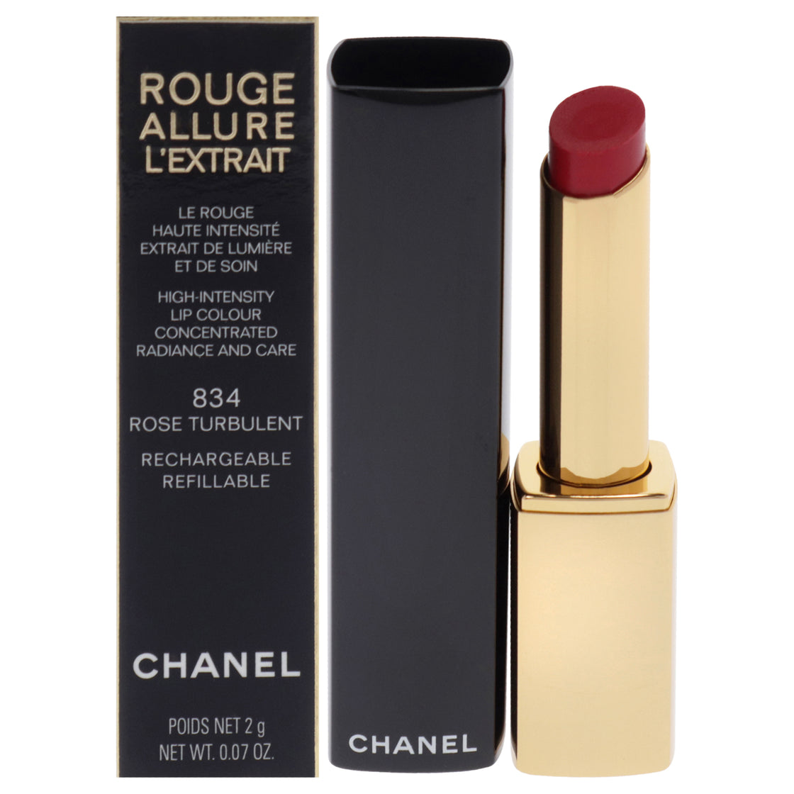 Rouge Allure Lextrait Lipstick - 834 Rose Turbulente by Chanel for Women - 0.07 oz Lipstick (Refillable)