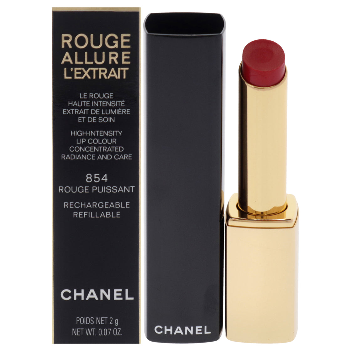 Rouge Allure Lextrait Lipstick - 854 Rouge Puissant by Chanel for Women - 0.07 oz Lipstick (Refillable)