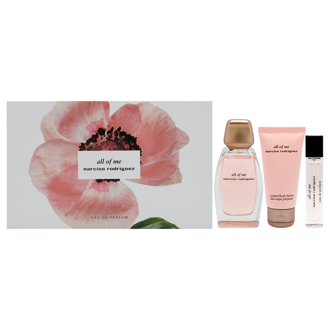 All Of Me by Narciso Rodriguez for Women - 3 Pc Gift Set 3oz EDP Spray, 0.33oz EDP Spray, 1.6oz Body Lotion