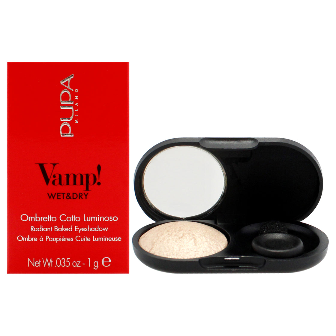 Vamp! Wet and Dry Baked Eyeshadow - 201 Champagne Gold by Pupa Milano for Women - 0.35 oz Eye Shadow