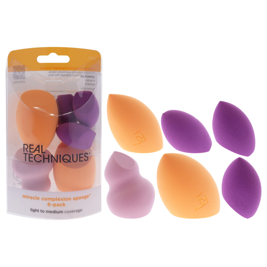 Miracle Complexion Sponge Kit by Real Techniques for Women - 6 Pc 2Pc Miracle Complexion Sponge, Miracle Sculpting Sponge, 3Pc Mini Miracle Complexion Sponge