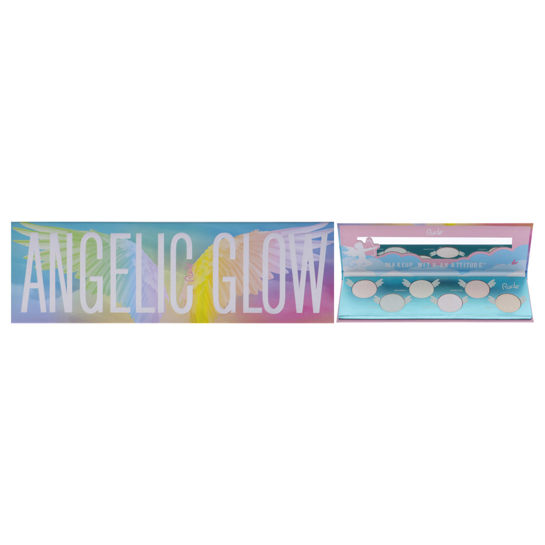 Angelic Glow Highlighter and Eyeshadow Palette by Rude Cosmetics for Women - 0.32 oz Makeup