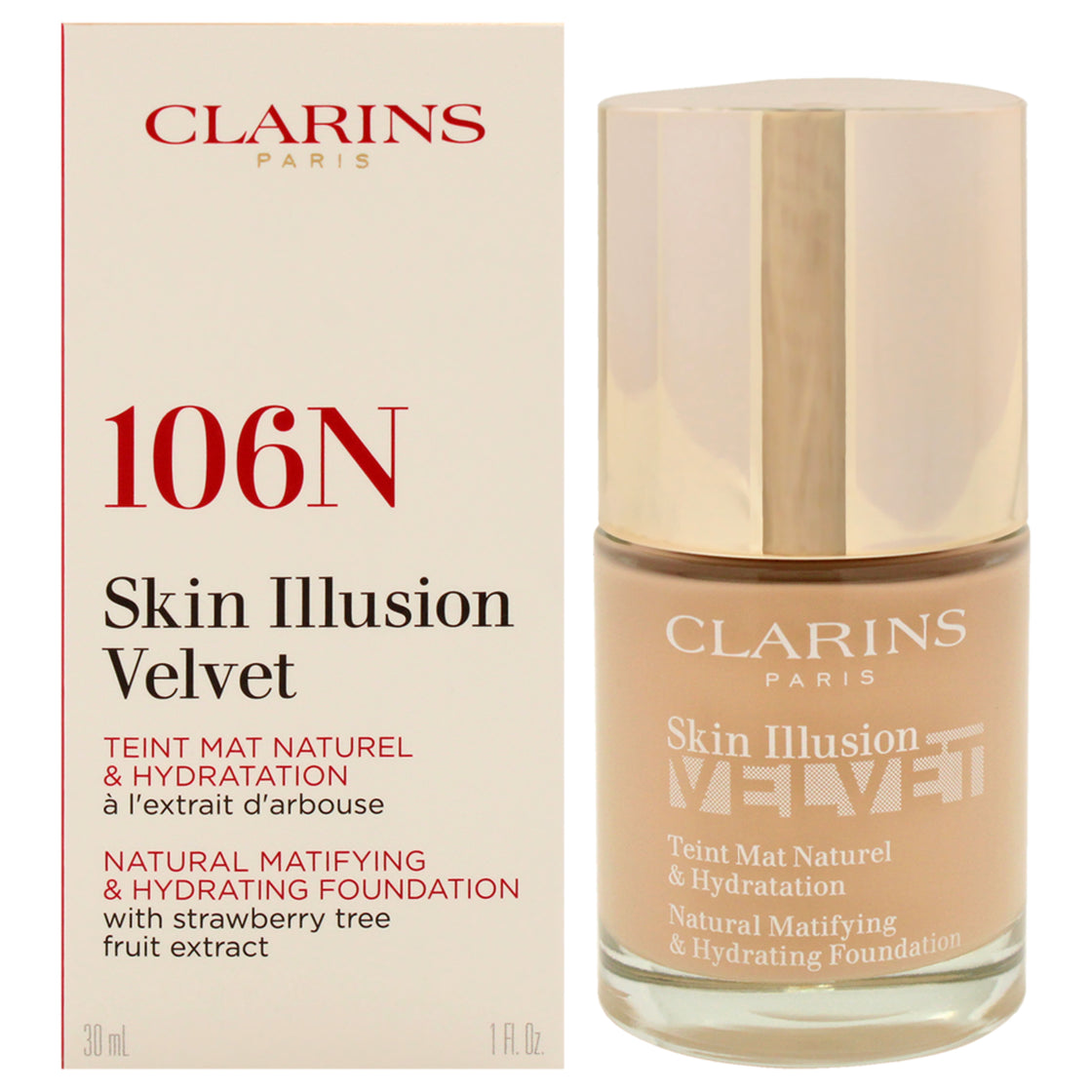 Skin Illusion Velvet Foundation - 106N Vanilla by Clarins for Women - 1 oz Foundation