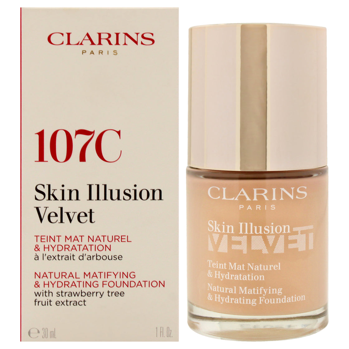 Skin Illusion Velvet Foundation - 107C Beige by Clarins for Women - 1 oz Foundation