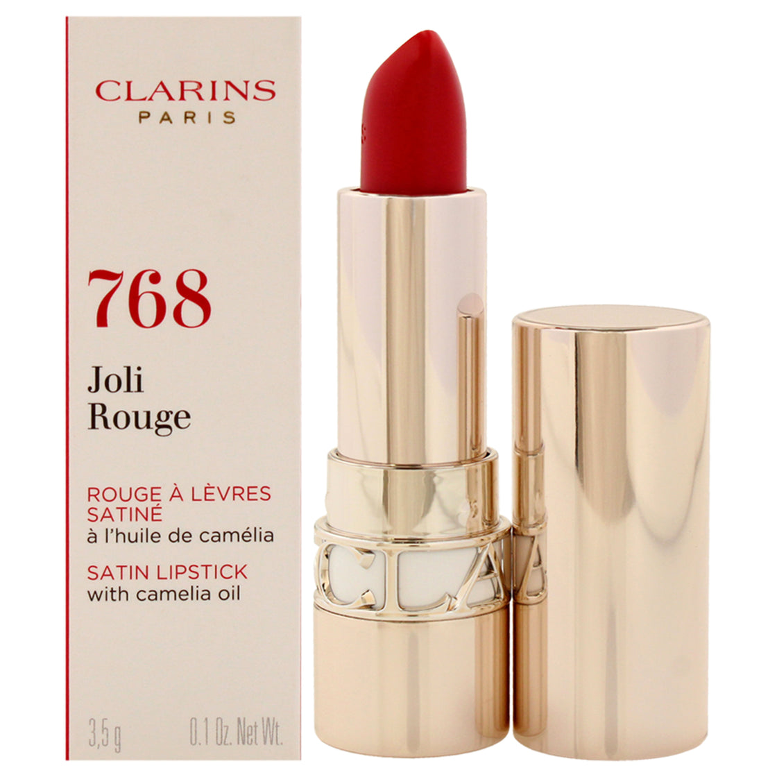 Joli Rouge Satin Lipstick - 768 Strawberry by Clarins for Women - 0.1 oz Lipstick