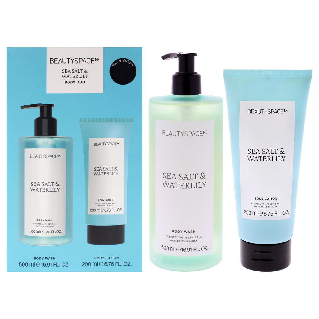 Beauty Space Body Duo - Sea Salt and Waterlily by SpaceNK for Unisex - 2 Pc 16.91oz Body Wash , 6.76oz Body Lotion