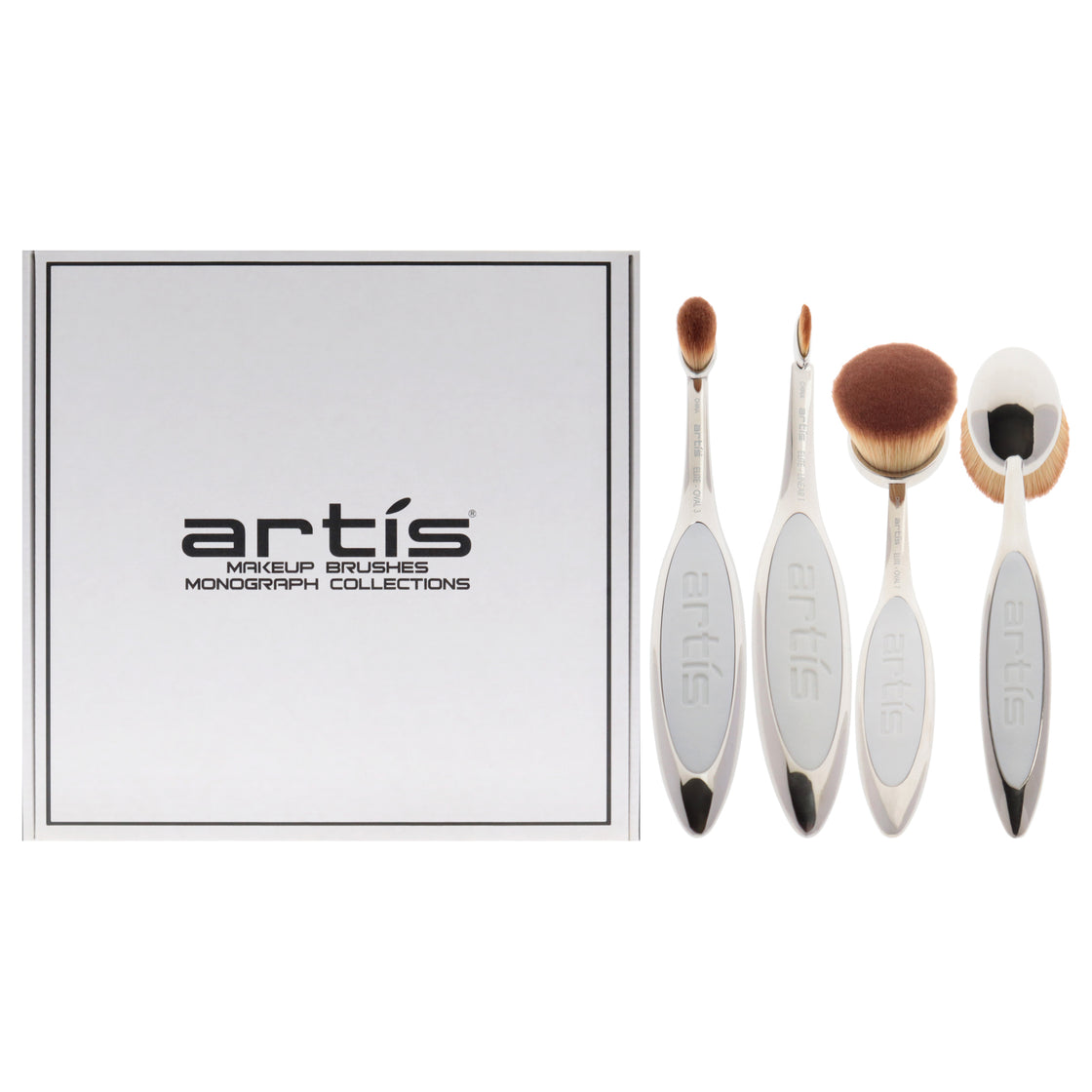 Monograph Collection Makeup Brushes by Artis for Women - 3 Pc Elite Oval 7 Brush - Mirror, Elite Oval 3 Brush - Mirror, Elite Linear 1 Brush - Mirror