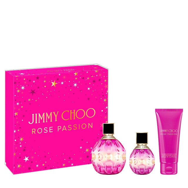 Jimmy Choo Rose Passion 3 Pcs Set: 3.3 Eau De Parfum Spray + 1.3 Eau De Parfum Spray + 3.3 Body Lotion
