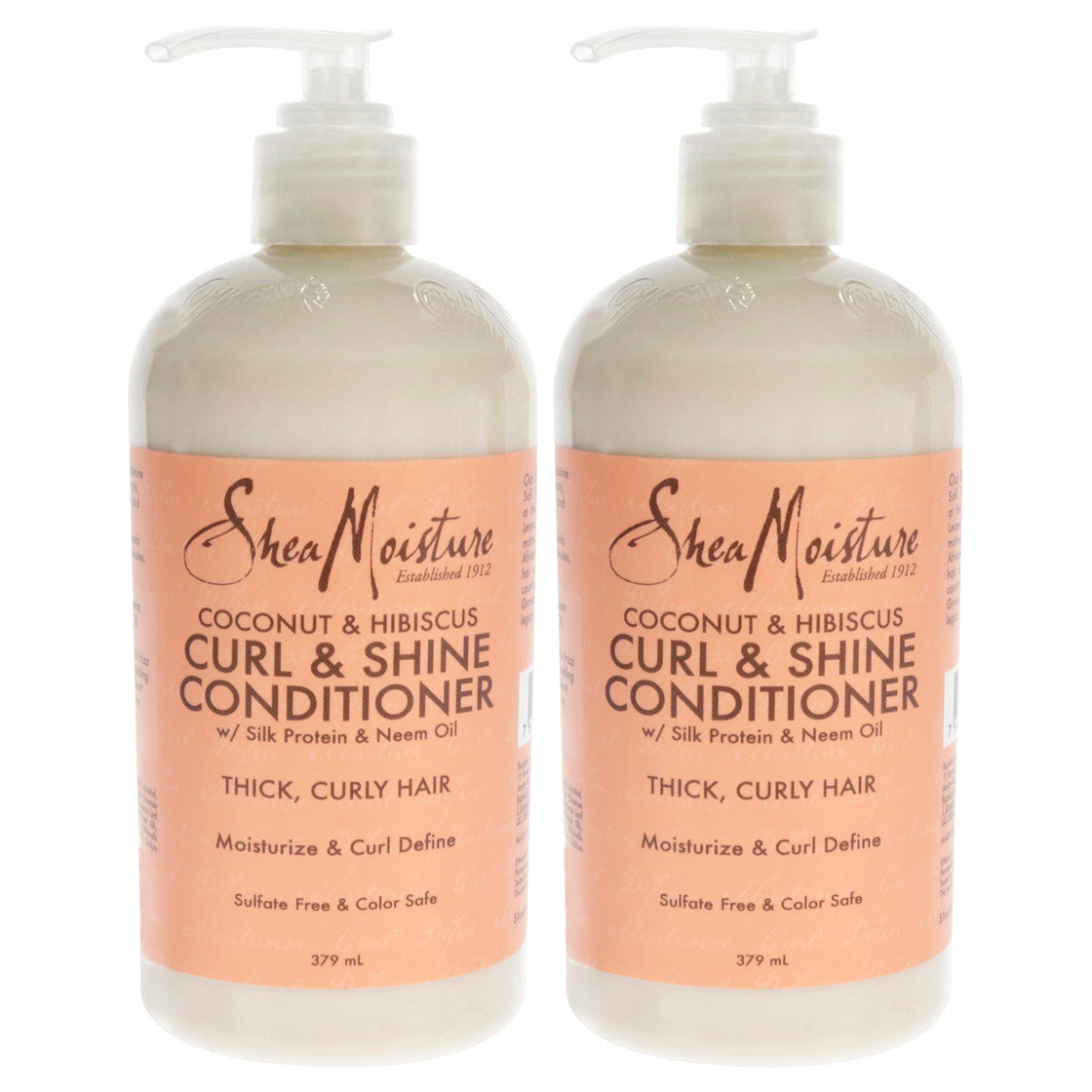 Coconut & Hibiscus Curl & Shine Conditioner - Pack of 2 by Shea Moisture for Unisex - 13 oz Conditioner