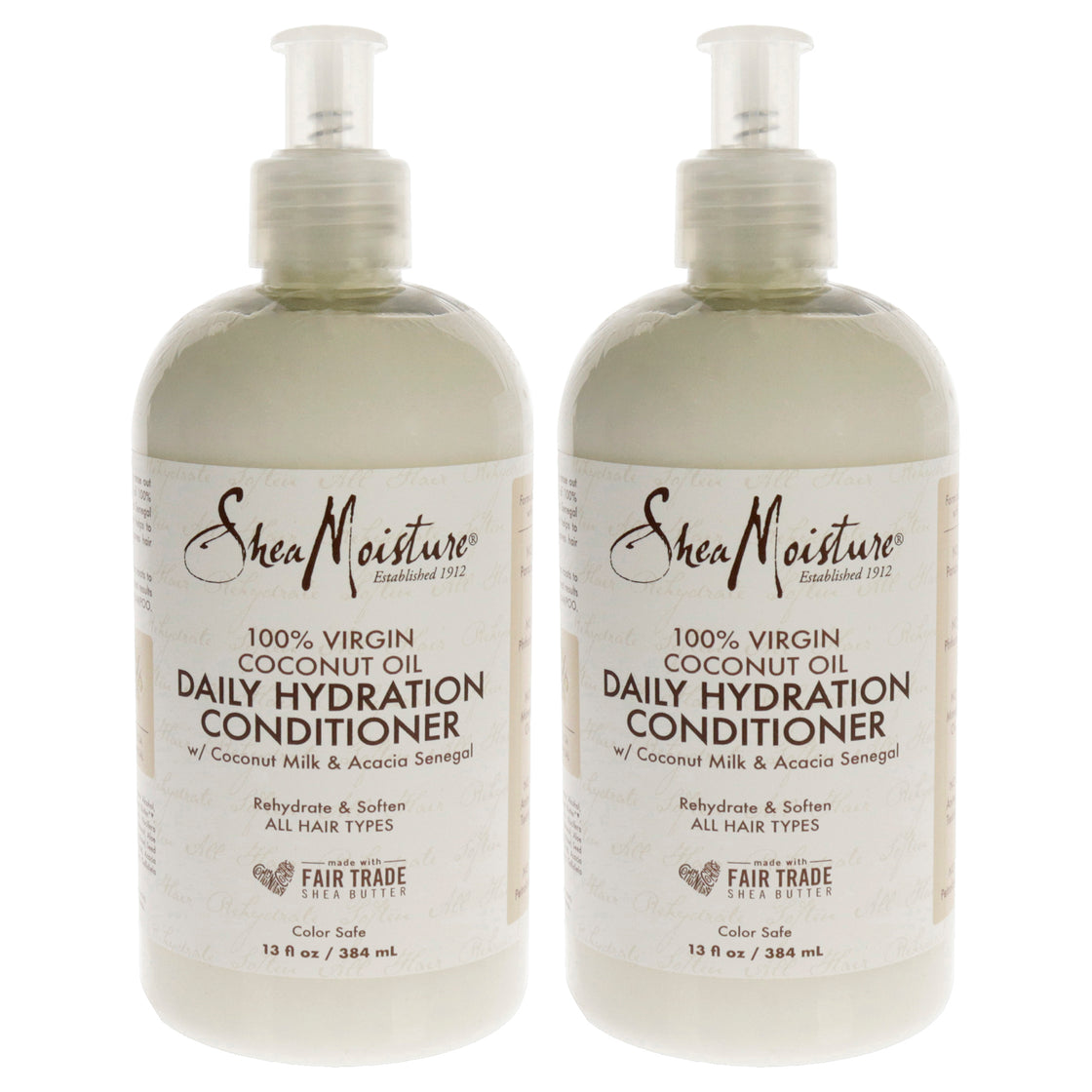 100% Virgin Coconut Oil Daily Hydration Conditioner - Pack of 2 by Shea Moisture for Unisex - 13 oz Conditioner