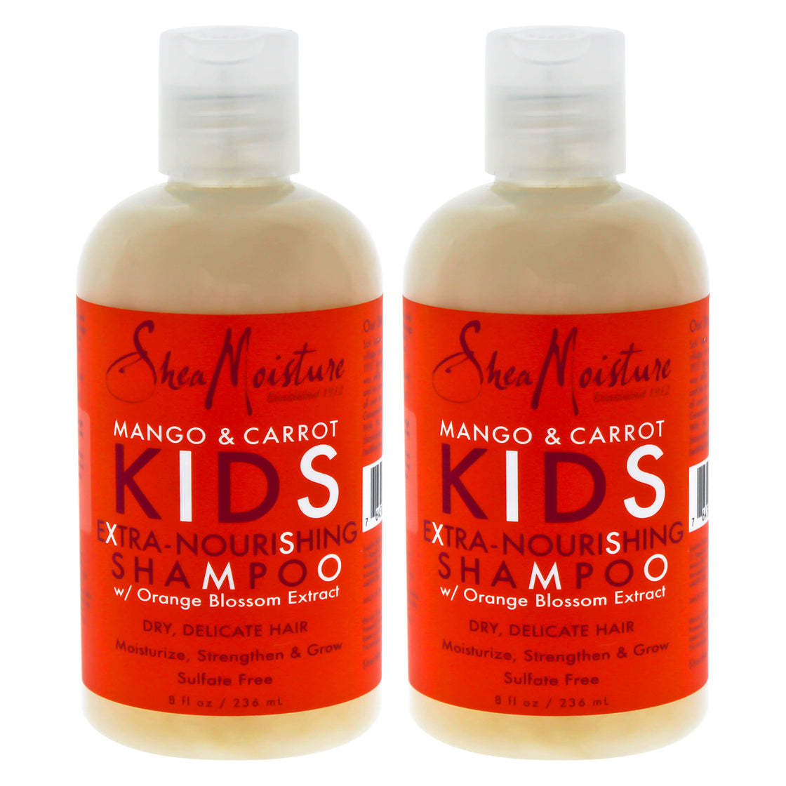 Mango & Carrot Kids Extra-Nourishing Shampoo - Pack of 2 by Shea Moisture for Kids - 8 oz Shampoo