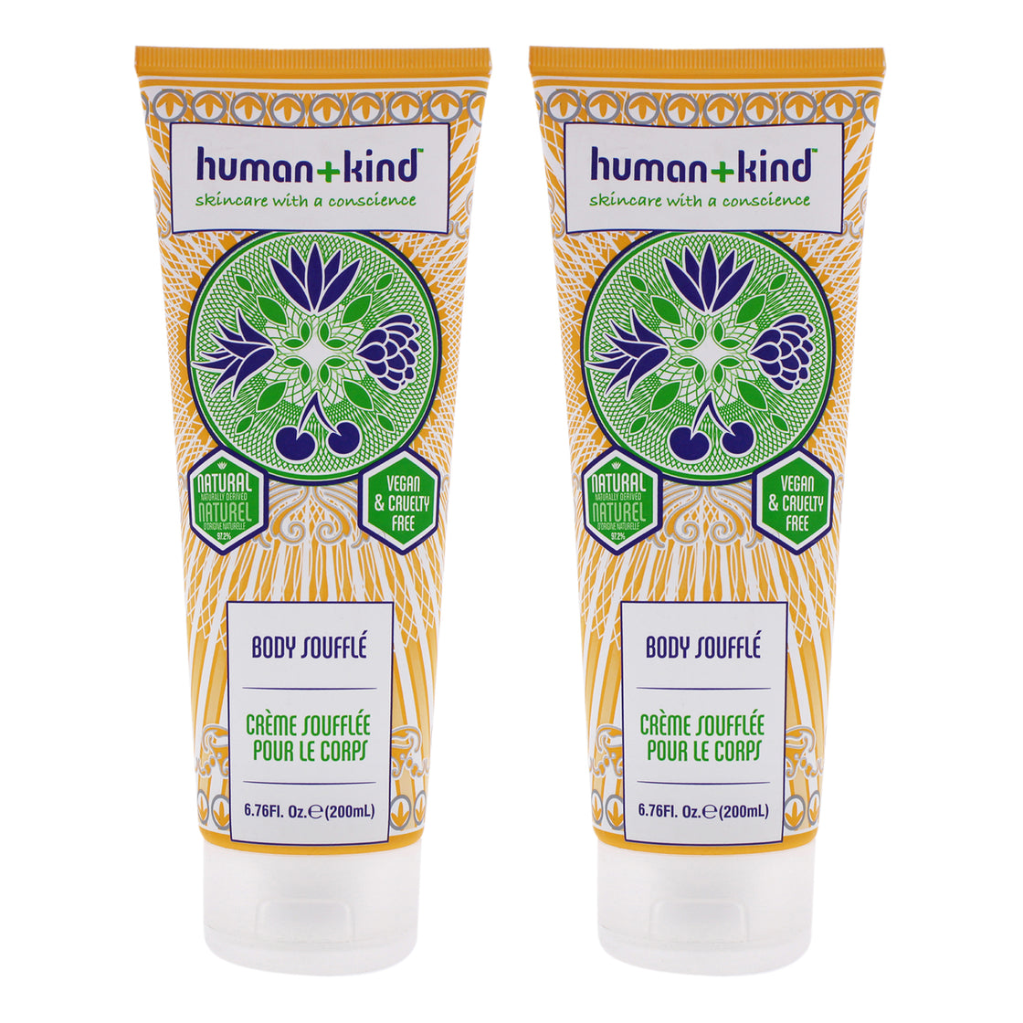 Body Souffle Cream - Tube - Pack of 2 by Human+Kind for Unisex - 6.76 oz Body Cream