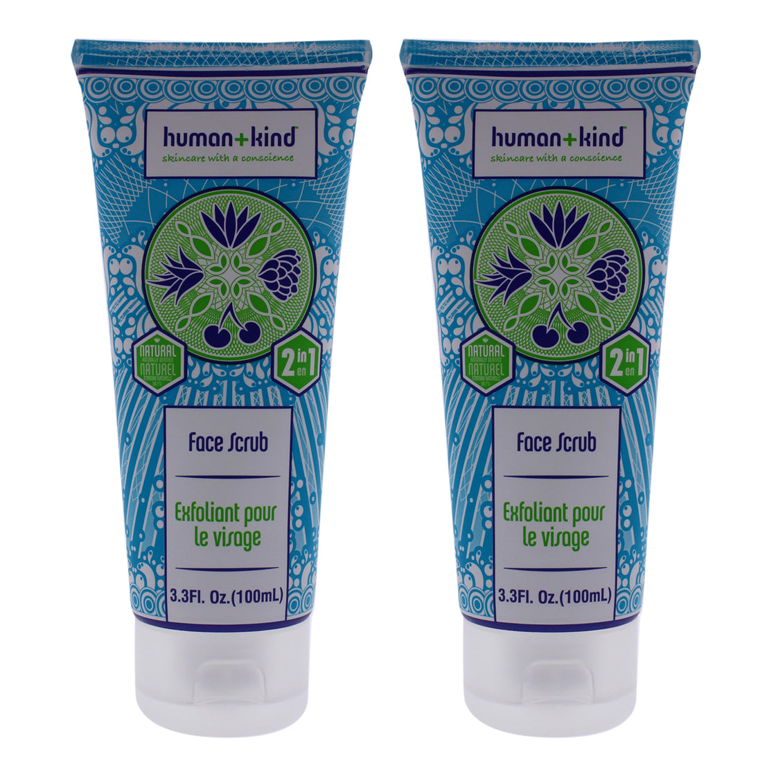 Face Scrub - Pack of 2 by Human+Kind for Unisex - 3.3 oz Scrub