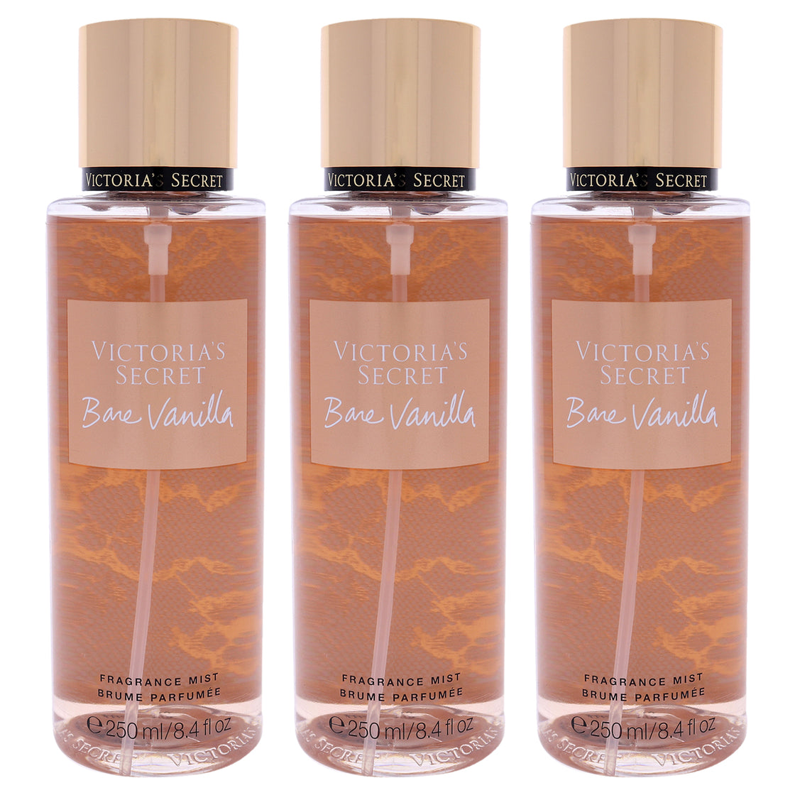 Bare Vanilla by Victorias Secret for Women - 8.4 oz Fragrance Mist - Pack of 3