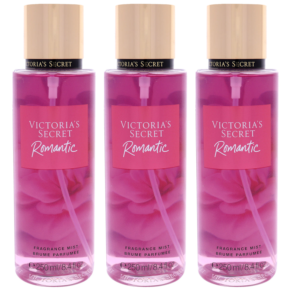 Romantic Fragrance Mist by Victorias Secret for Women - 8.4 oz Fragrance Mist - Pack of 3