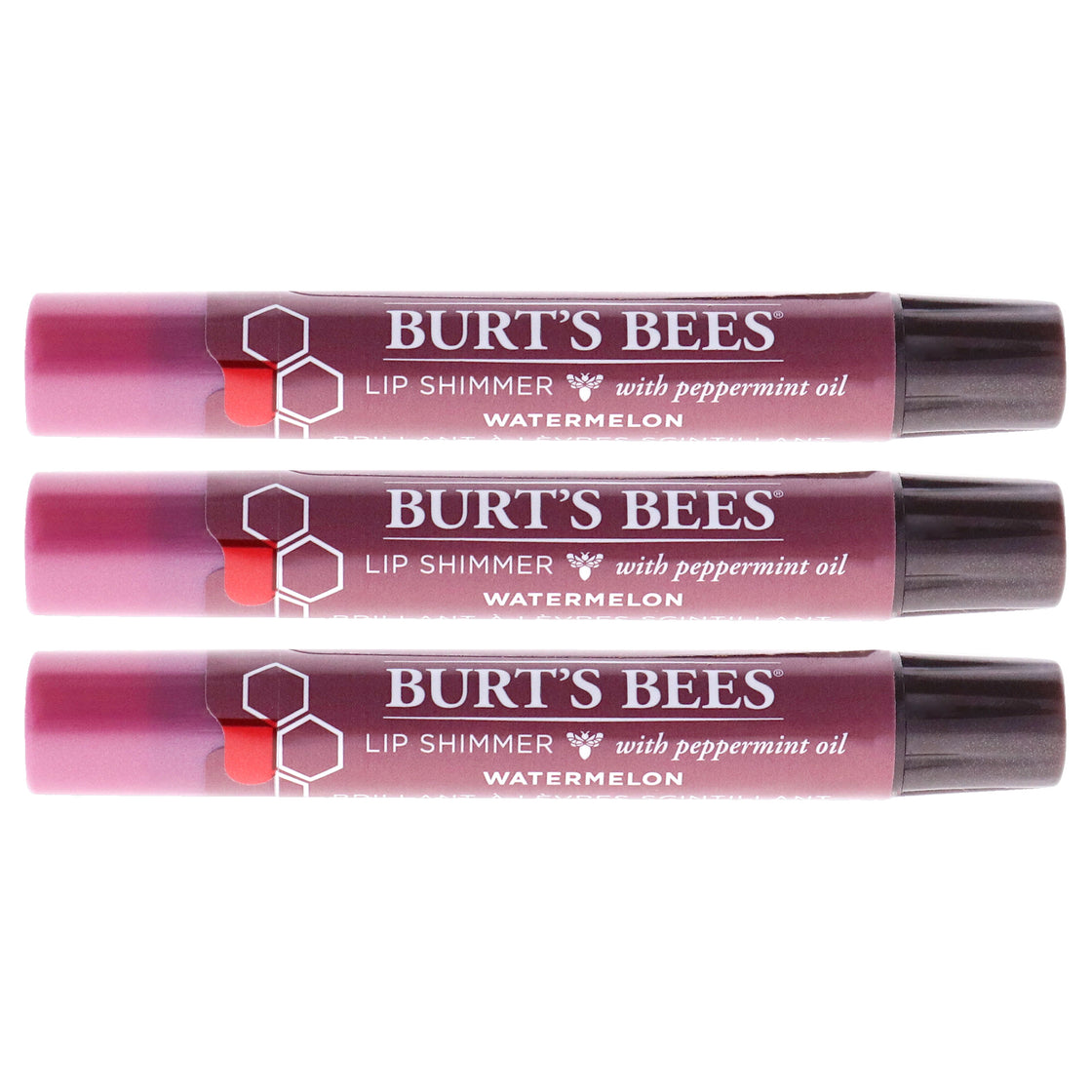 Burts Bees Lip Shimmer - Watermelon by Burts Bees for Women - 0.09 oz Lip Shimmer - Pack of 3