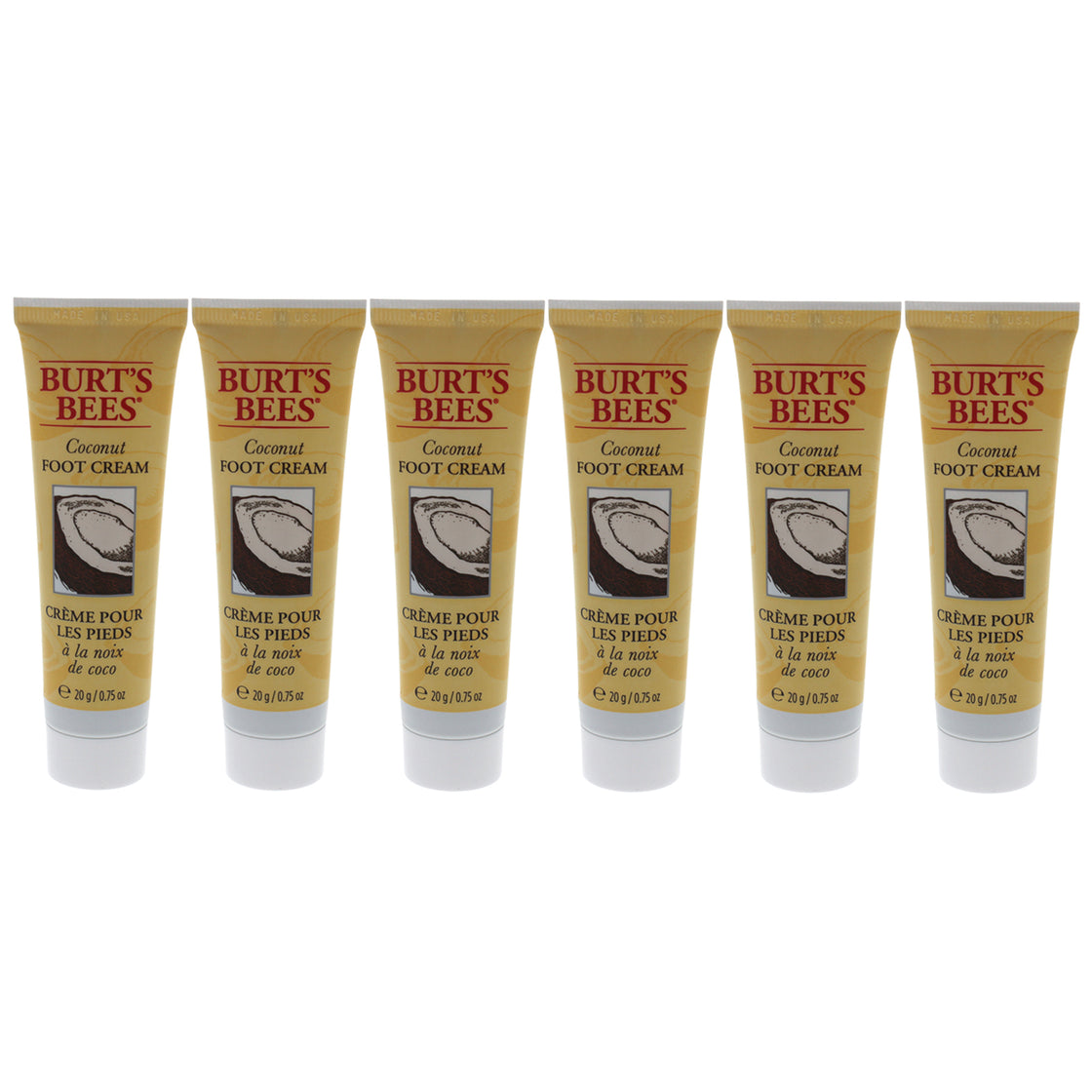 Coconut Foot Cream by Burts Bees for Unisex - 0.75 oz Cream - Pack of 6