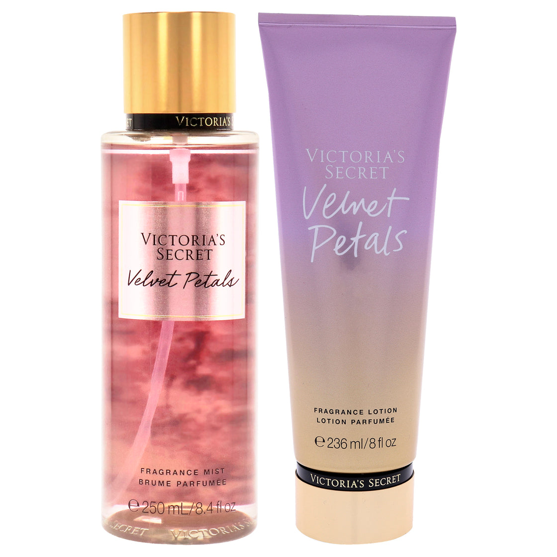 Velvet Petals by Victorias Secret for Women - 2 Pc Kit 8.4 oz Fragrance Mist, 8 oz Body Lotion