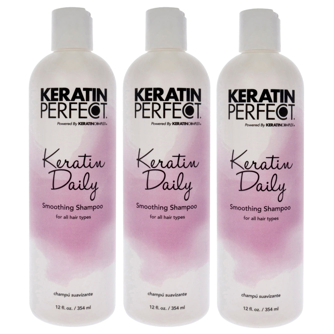 Keratin Daily Shampoo by Keratin Perfect for Unisex - 12 oz Shampoo - Pack of 3