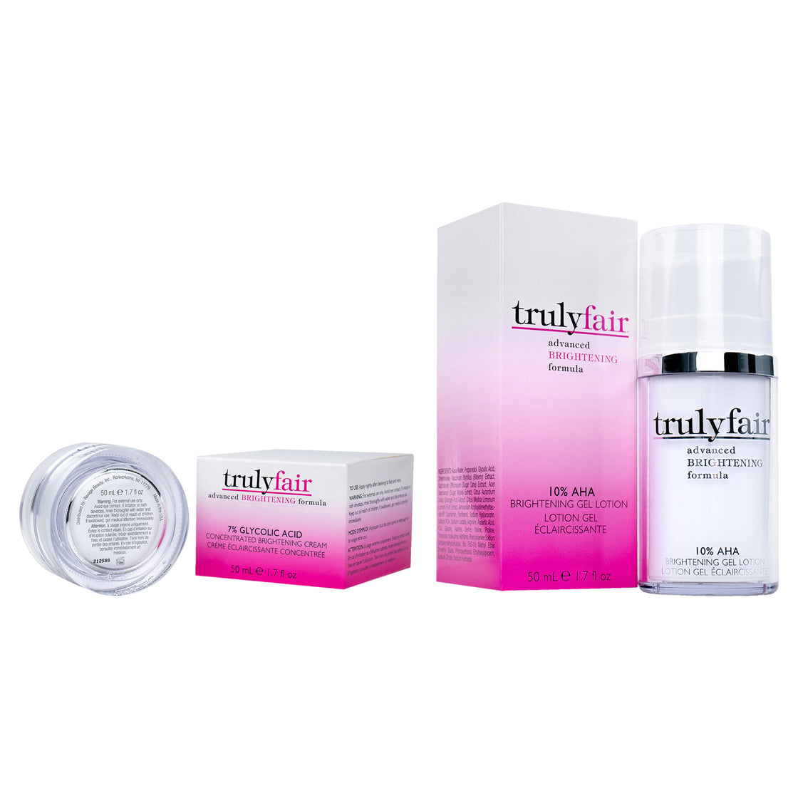 Truly Fair Kit by Truly Fair for Unisex - 2 Pc Kit 1.7oz 10 Percent Aha Brightening Gel Lotion, 1.7oz 7 Percent Glycolic Acid Concentrated Brightening Cream