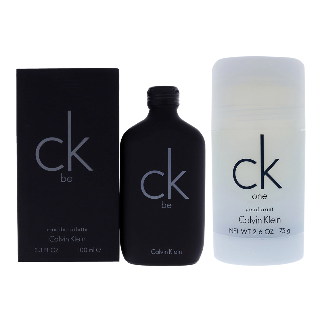 CK Be Kit by Calvin Klein for Unisex - 2 Pc Kit 3.3oz EDT Spray, 2.6oz Deodorant Stick