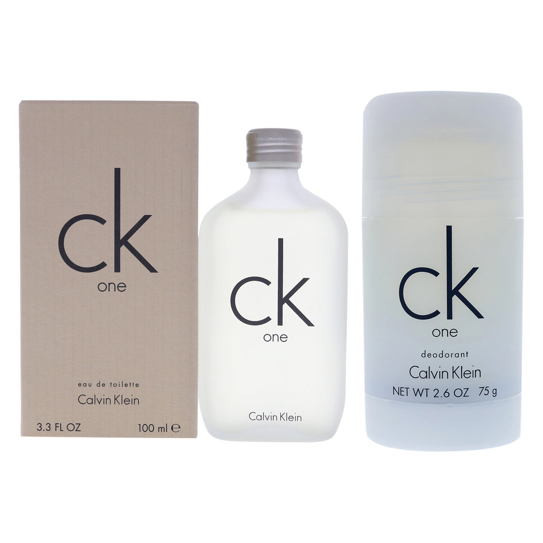 CK One Kit by Calvin Klein for Unisex - 2 Pc Kit 3.3oz EDT Spray, 2.6oz Deodorant Stick