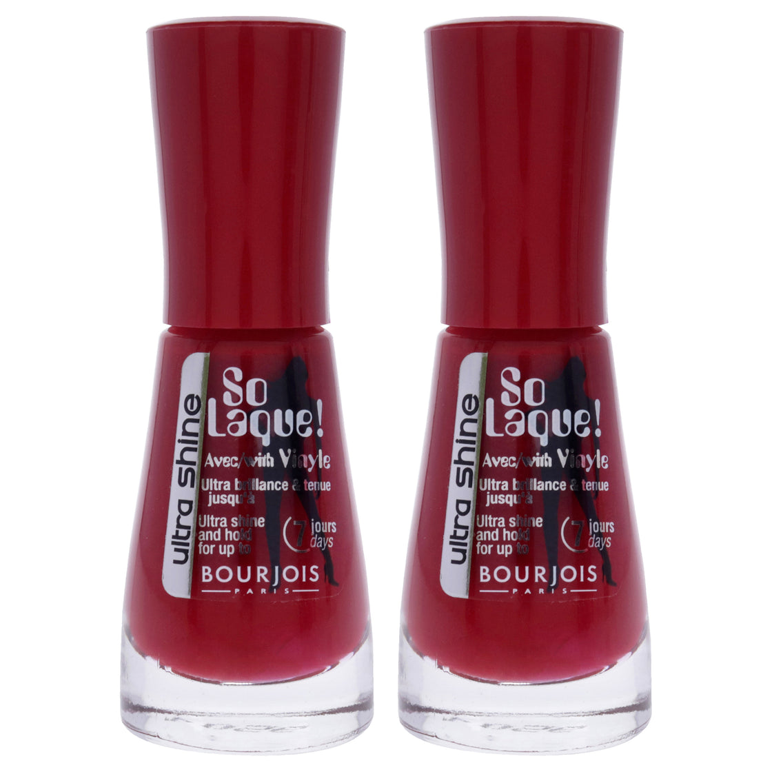 So Laque Ultra Shine - 24 Rouge Escarpin by Bourjois for Women - 0.3 oz Nail Polish - Pack of 2