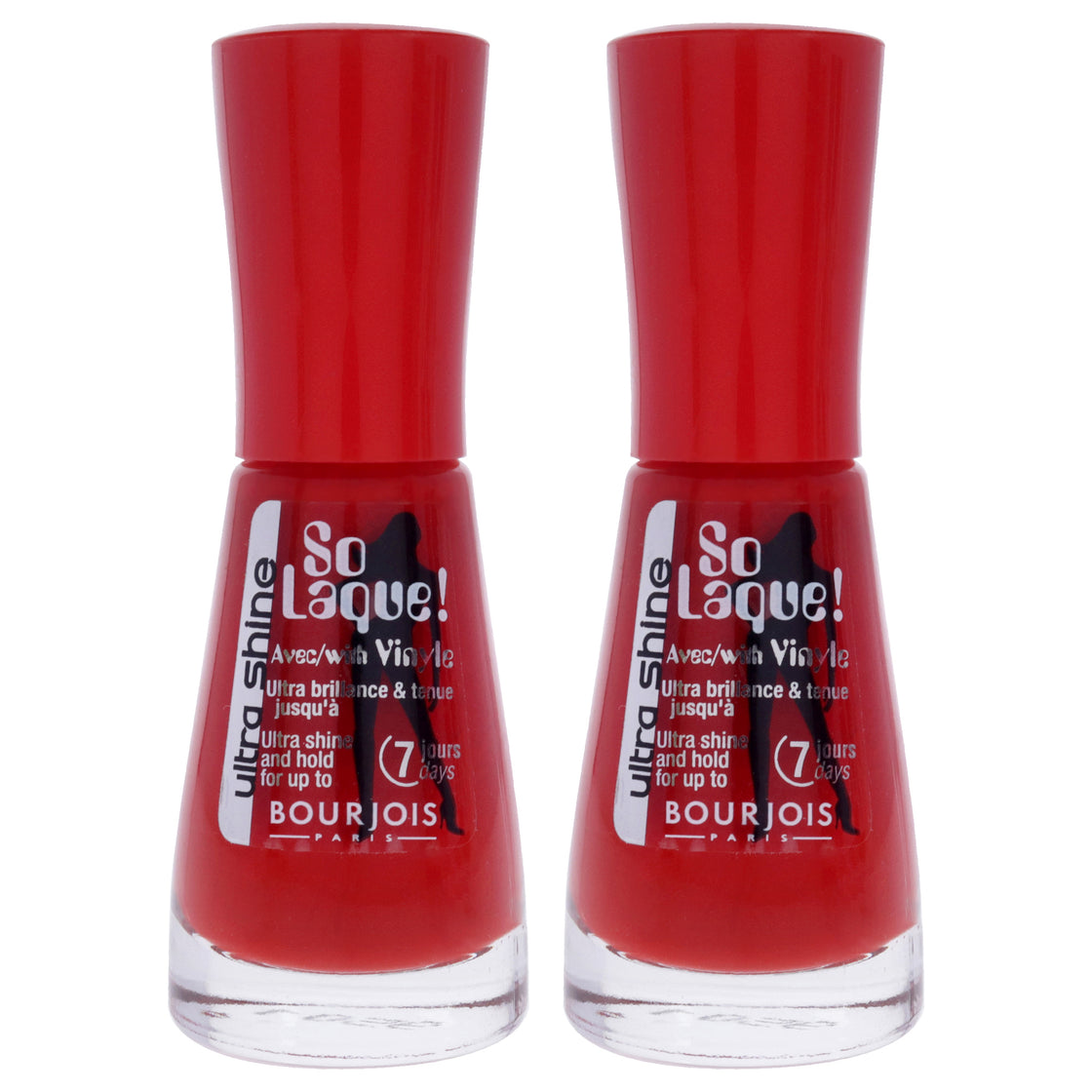 So Laque Ultra Shine - 25 Rouge Casino by Bourjois for Women - 0.3 oz Nail Polish - Pack of 2