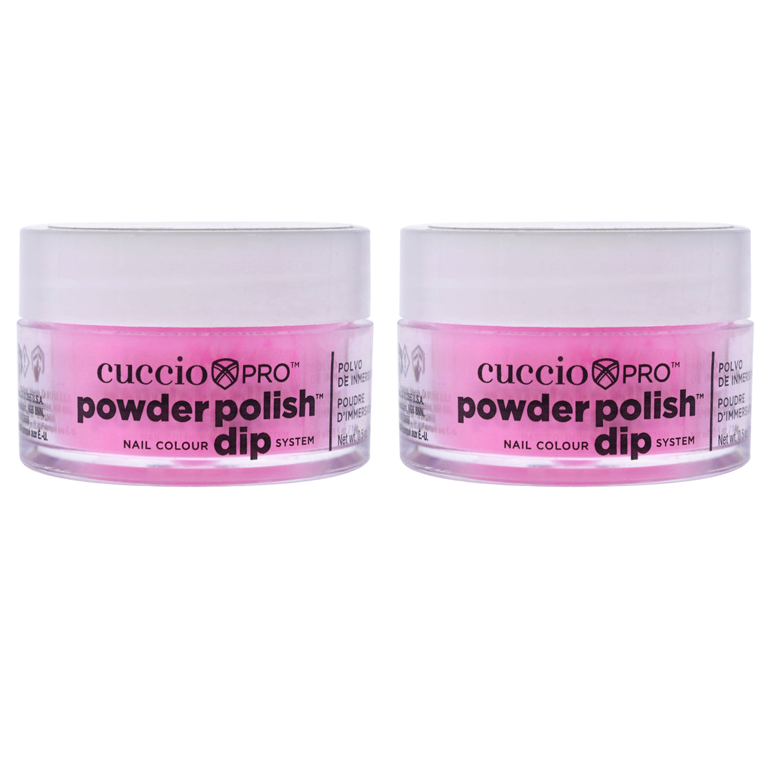 Pro Powder Polish Nail Colour Dip System - Bright Neon Pink by Cuccio Pro for Women - 0.5 oz Nail Powder - Pack of 2