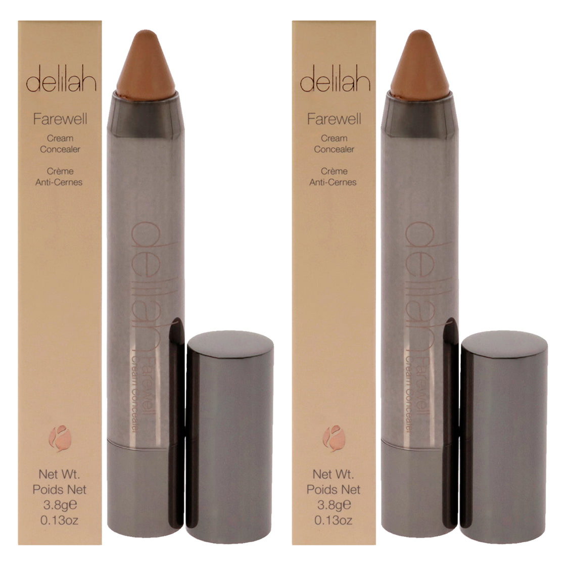 Farewell Cream Concealer - Almond by Delilah for Women - 0.13 oz Concealer - Pack of 2