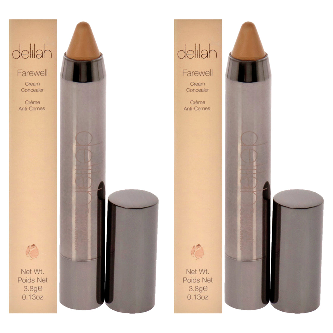 Farewell Cream Concealer - Honey by Delilah for Women - 0.13 oz Concealer - Pack of 2