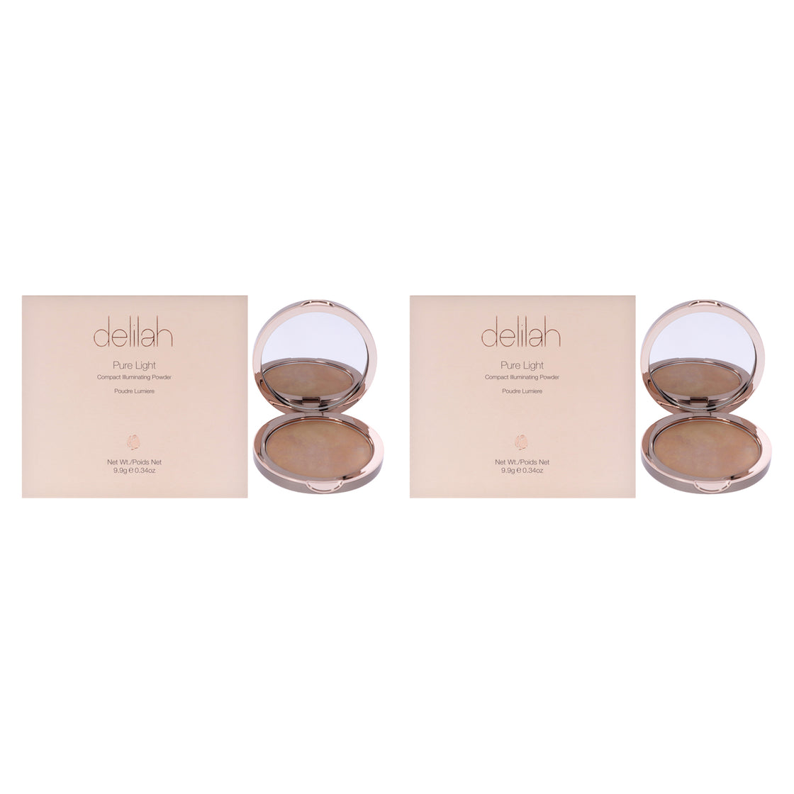 Pure Light Compact Illuminating Powder - Aura by Delilah for Women - 0.34 oz Powder - Pack of 2