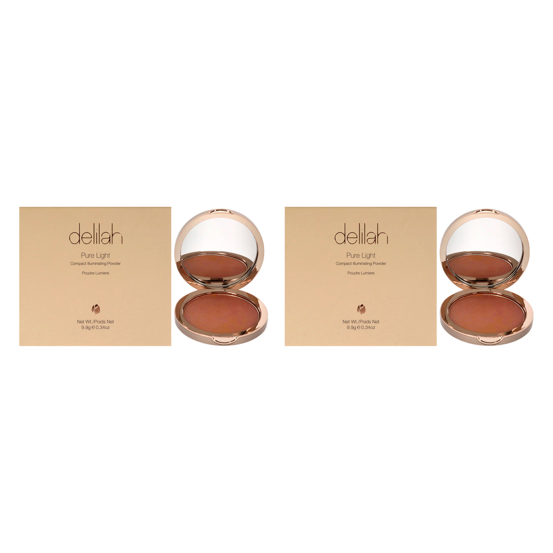 Pure Light Compact Illuminating Powder- Lustre by Delilah for Women - 0.34 oz Powder - Pack of 2