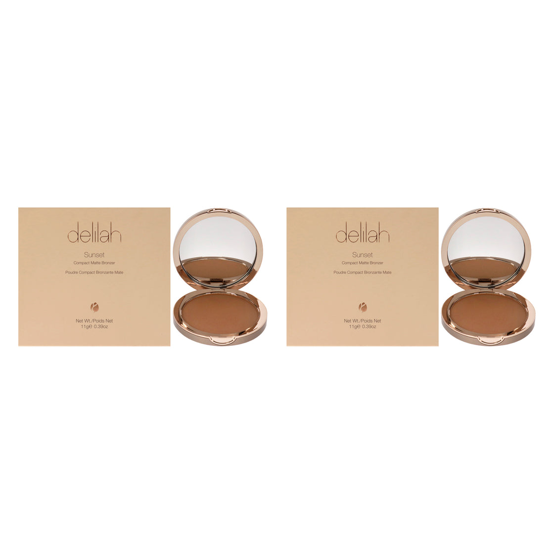 Sunset Compact Matte Bronzer - Light Medium by Delilah for Women - 0.39 oz Bronzer - Pack of 2