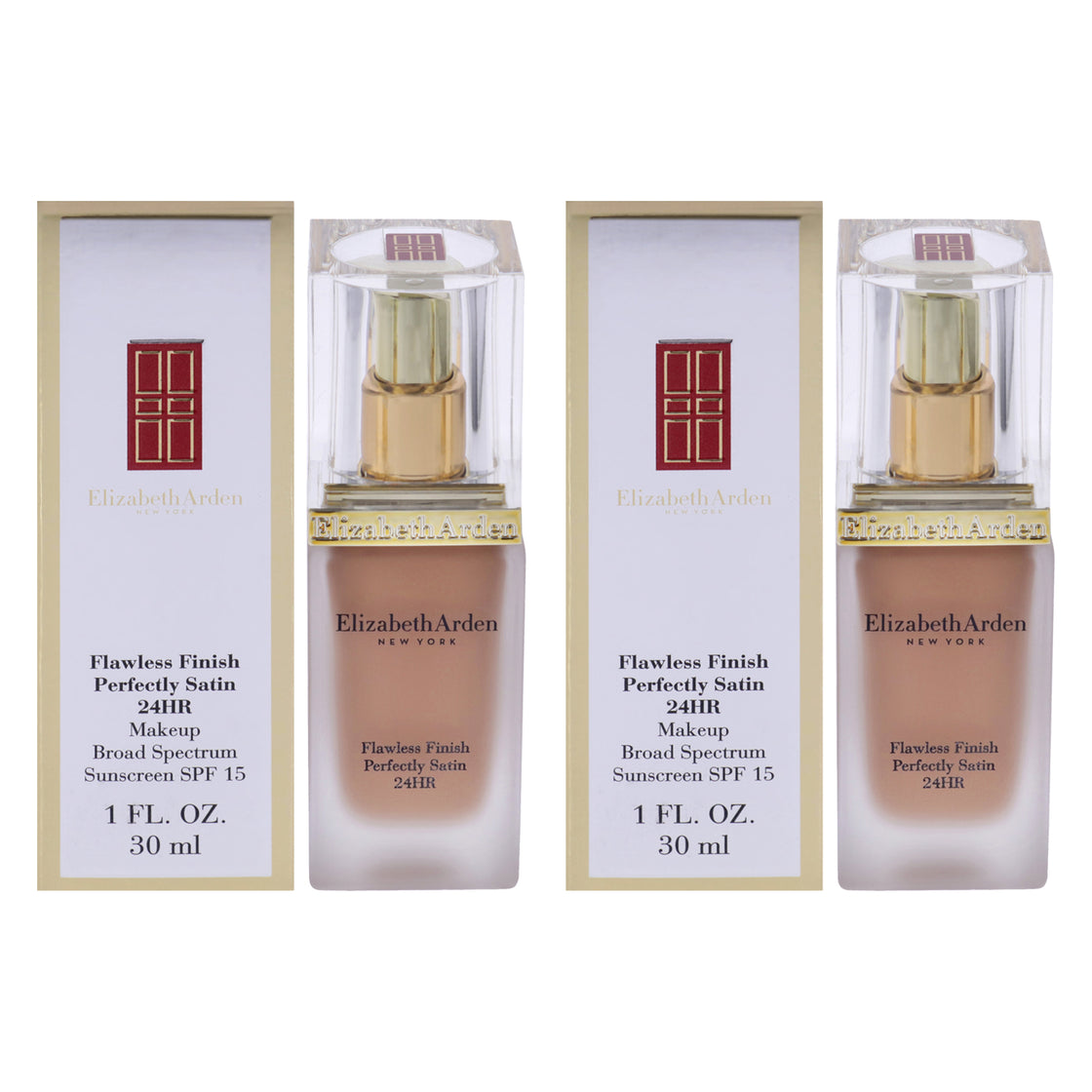 Flawless Finish Perfectly Satin 24HR Makeup SPF 15 - 14 Caramel by Elizabeth Arden for Women - 1 oz Foundation - Pack of 2