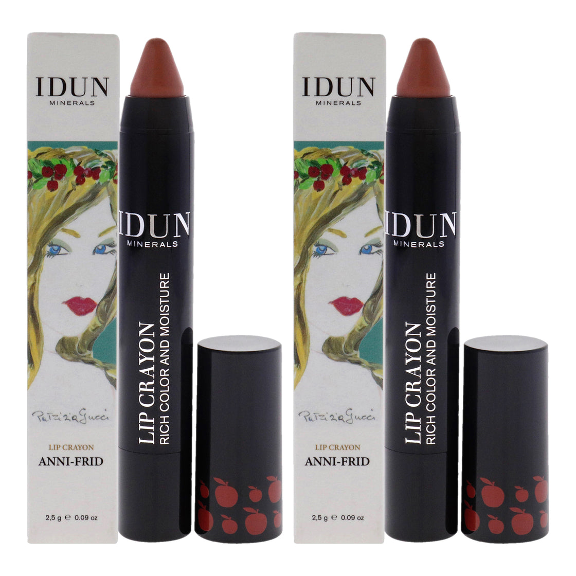 Lip Crayon - 402 Anni-Frid by Idun Minerals for Women - 0.09 oz Lipstick - Pack of 2