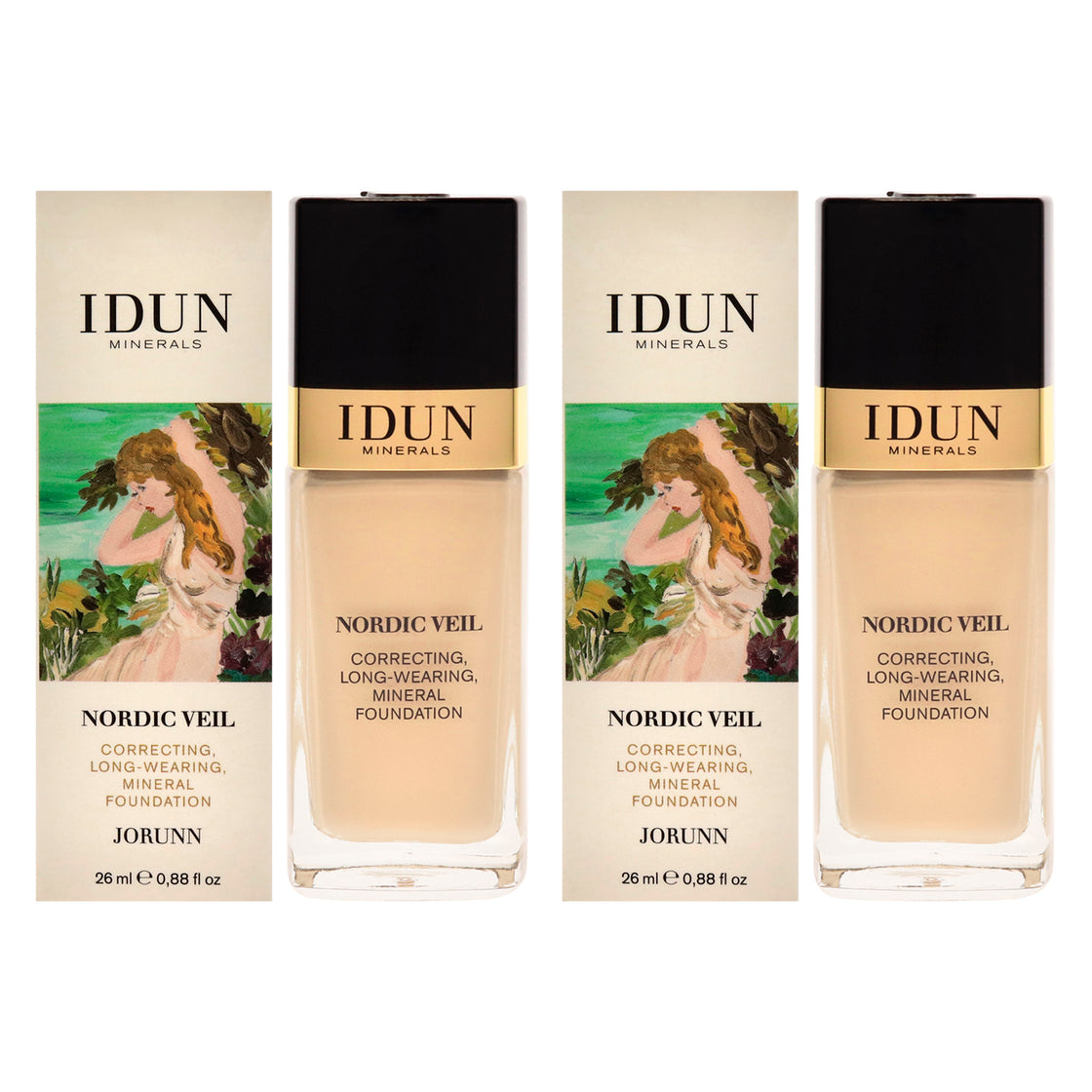 Nordic Veil Foundation - 301 Jorunn by Idun Minerals for Women - 0.88 oz Foundation - Pack of 2