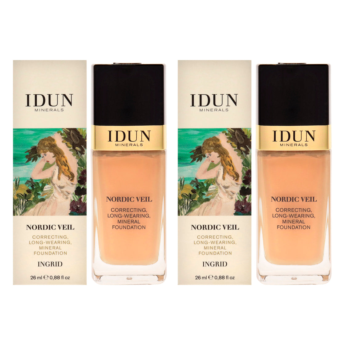 Nordic Veil Foundation - 312 Ingrid by Idun Minerals for Women - 0.88 oz Foundation - Pack of 2