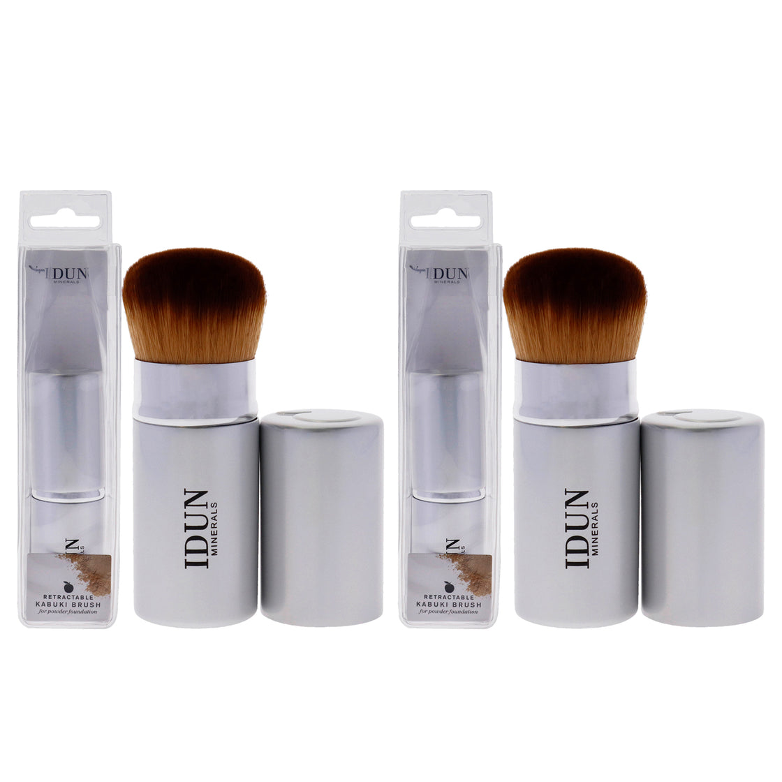 Retractable Kabuki Brush - 002 by Idun Minerals for Women - 1 Pc Brush - Pack of 2