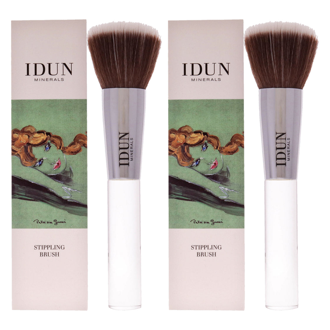 Stippling Brush - 011 by Idun Minerals for Women - 1 Pc Brush - Pack of 2