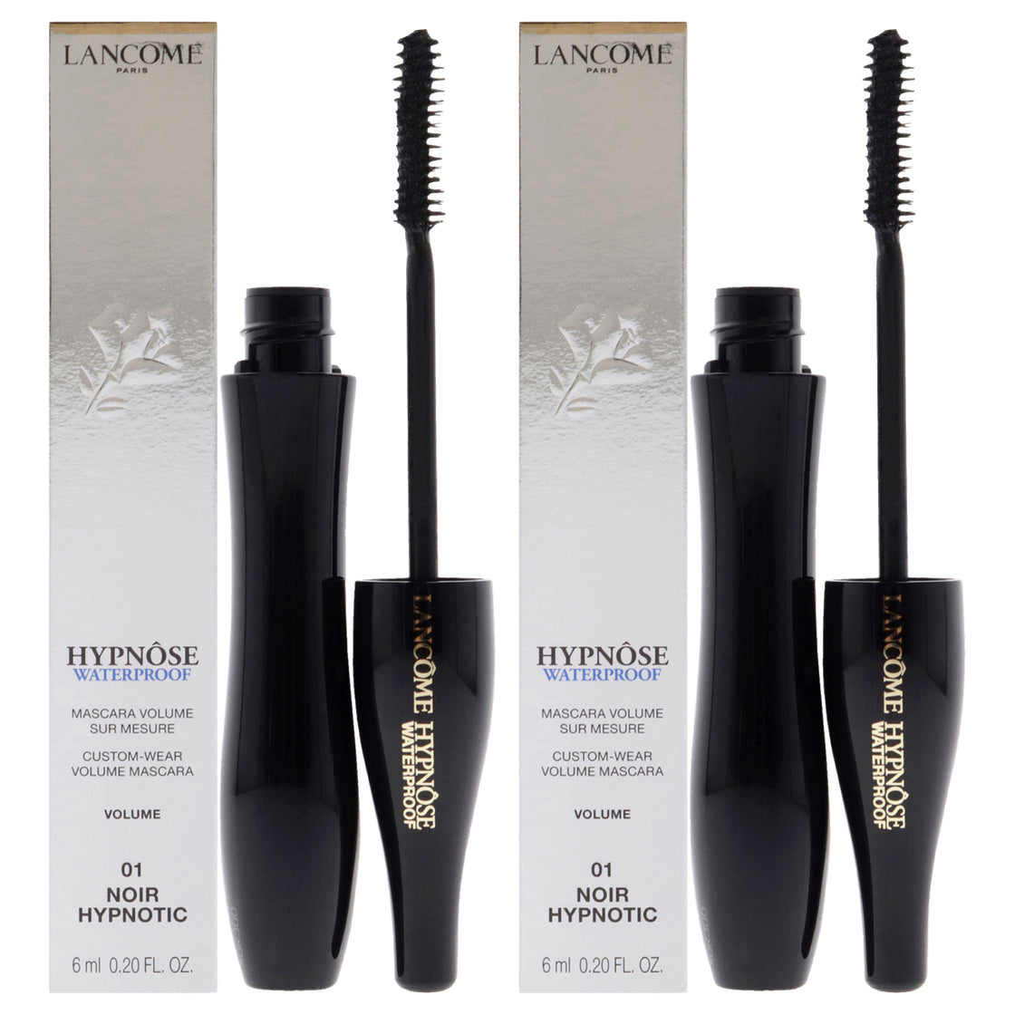 Hypnose Waterproof Mascara - 01 Noir Hypnotic by Lancome for Women - 0.2 oz Mascara - Pack of 2