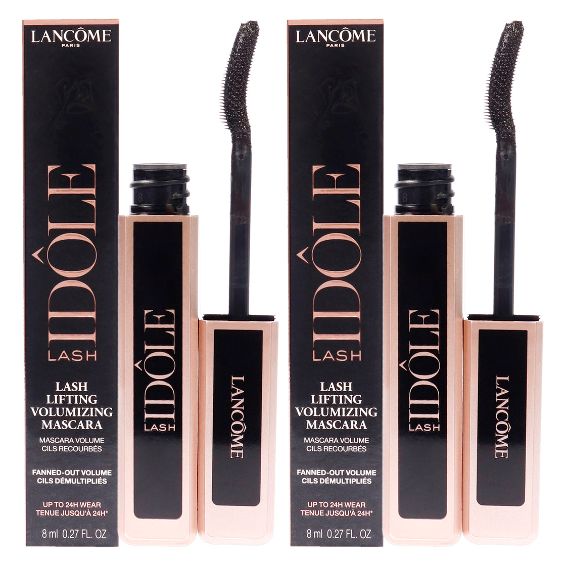 Lash Idole Lifting and Volumizing Mascara - 01 Glossy Black by Lancome for Women - 0.27 oz Mascara - Pack of 2