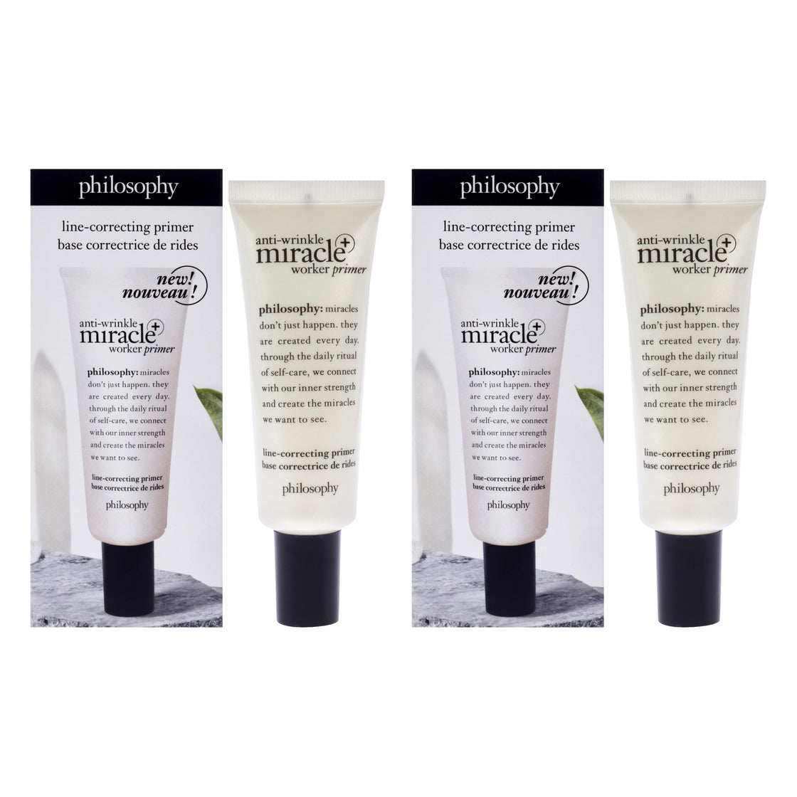 Anti-Wrinkle Miracle Worker Primer Plus Line-Correcting Primer by Philosophy for Women - 0.9 oz Primer - Pack of 2